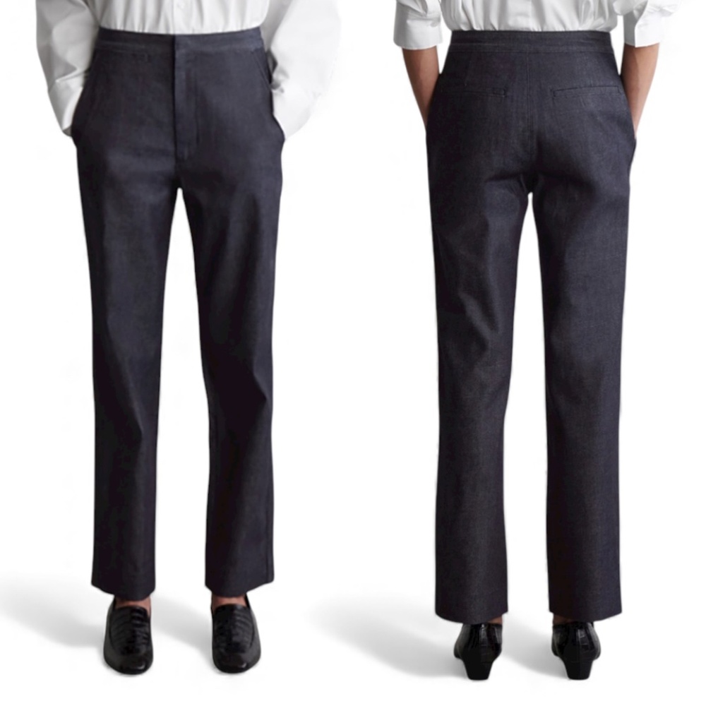 NWT COS Women's Straight Leg Fit Denim Chinos Pants Navy Blue High Rise Size 2
